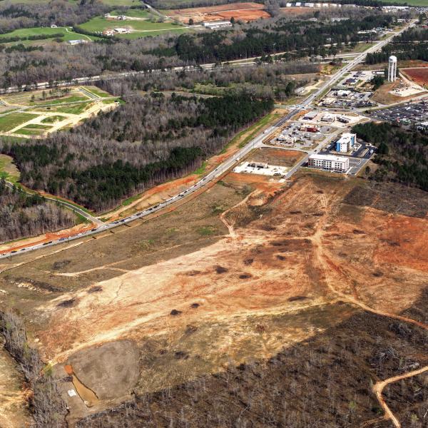 The area cleared for the Oconee Towne Center development as seen from above. JIM BAKER/Contributed