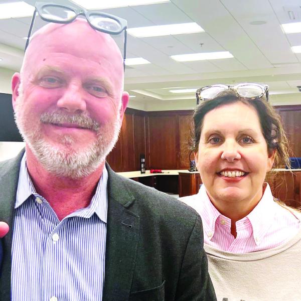 Todd and Rebecca Gruenemeier received city approval for rezoning to renovate Eatonton’s old jail into a unique downtown hotel. IAN TOCHER/Staff