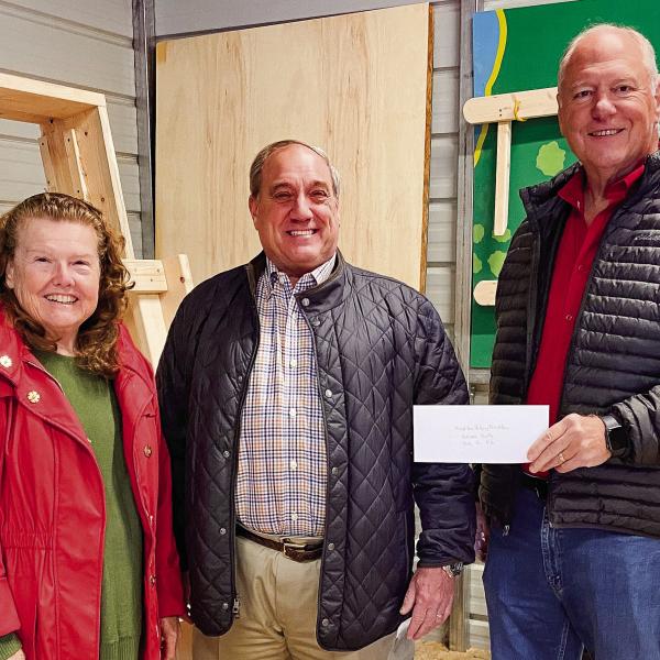 Putnam Co. Neighbors Helping Neighbors Beds for Kids, L-R: Elk Norma Graham, Frank Revson, leader of the mission team, and Elk Bob Colie.