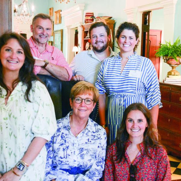 The Haley Family at their home near Rock Eagle (l-r), Farrell Elliott, parents Chuck and Ame Haley, their son Wil with his wife Blayre, and his sister MacKay Cornelia.