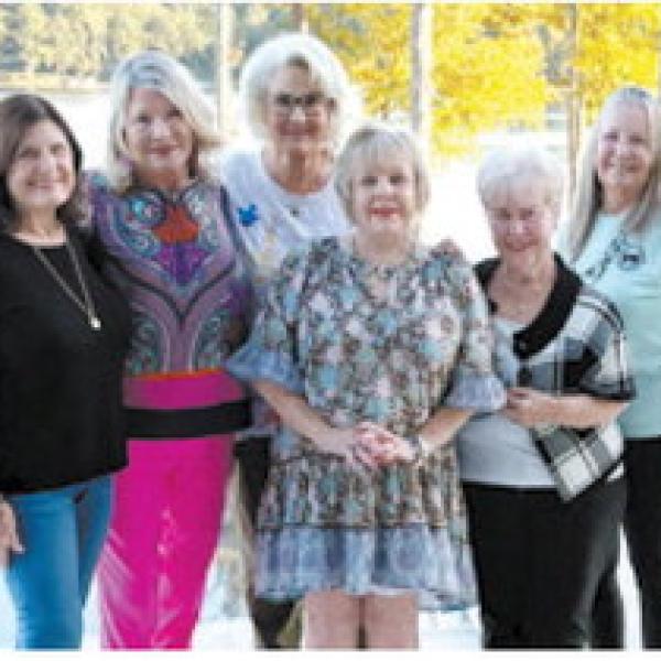 L-R: longtime friends Jane Guccione, Janie Terry, Angie McCord, Holly Drake, Clarene Conquest, and Robin Lenett all reunited for the first time in five years. The group celebrated at Terry’s Lake Oconee home, for her recent 80th birthday. CONTRIBUTED