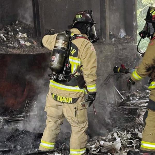 Morgan County firefighters attack a fire at the transfer station off Highway 441. CONTRIBUTED