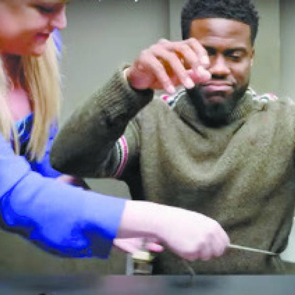 Comedian Kevin Hart undergoes a polygraph administered by Lisa Ribacoff. CONTRIBUTED