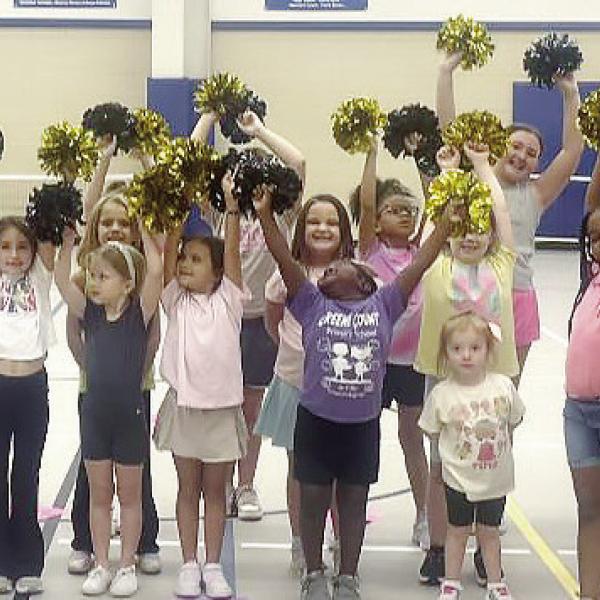LOA cheerleaders share spirit with Greene County Recreation Department. CONTRIBUTED