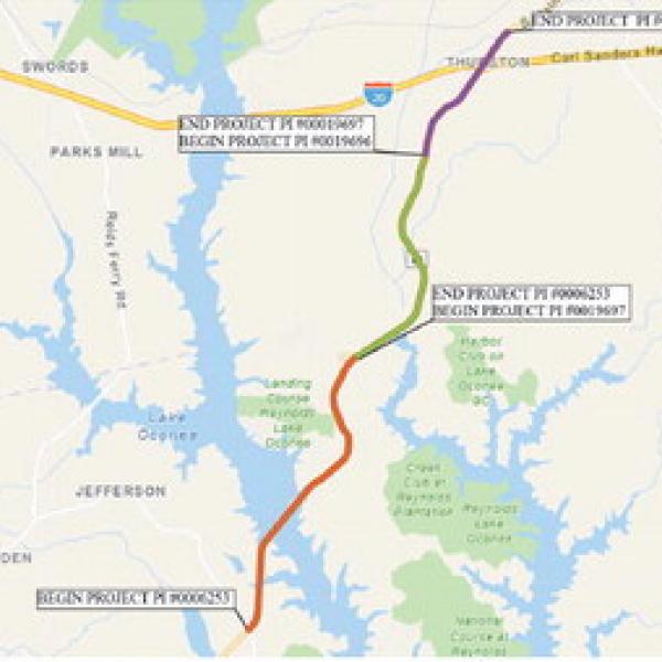 According to the GDOT website, the entire SR44 widening project will be approximately 10.5 miles in length. CONTRIBUTED
