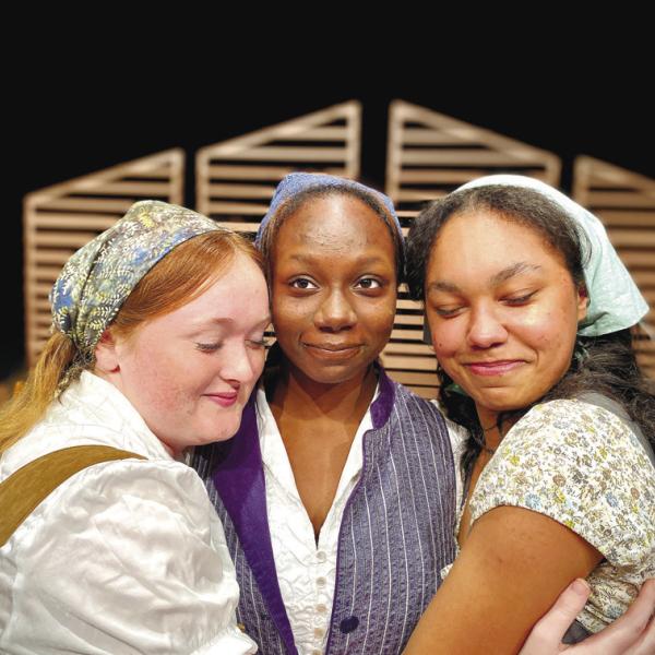Tevye’s daughters Chava (Emma Jo Parham), Tzeitel (Camiyah Jones), and Hodel (Nevaeh Marshall) sing of their hopes and fears of being matched with a husband in the song “Matchmaker, Matchmaker.” CONTRIBUTED