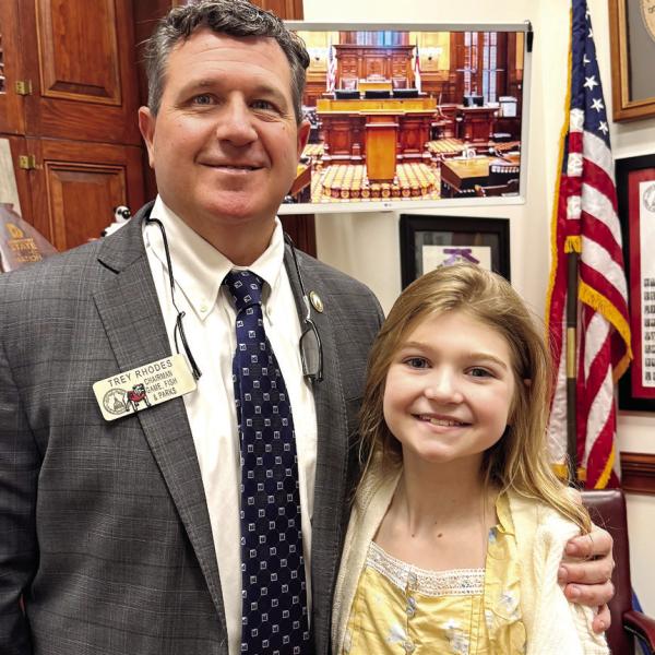 Addie Ward meets State Rep. Trey Rhodes. CONTRIBUTOR