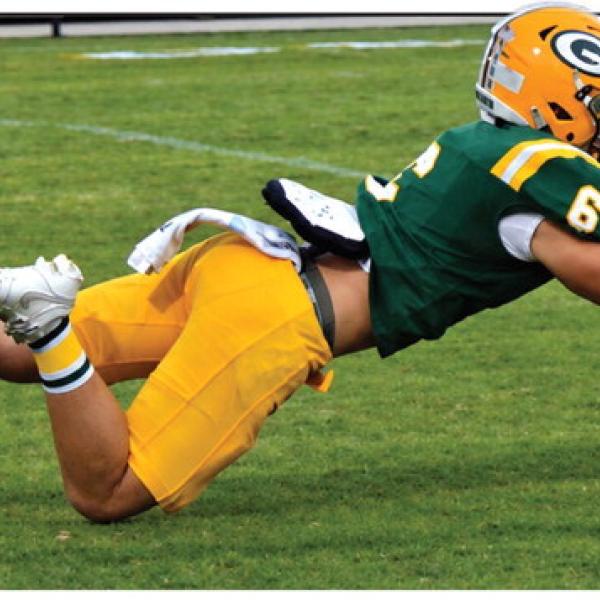 Senior wide receiver Drew Love held on to the ball on this play to make an impressive, first-quarter diving catch that led to the Gators’ first score on the same drive. IAN TOCHER/Staff