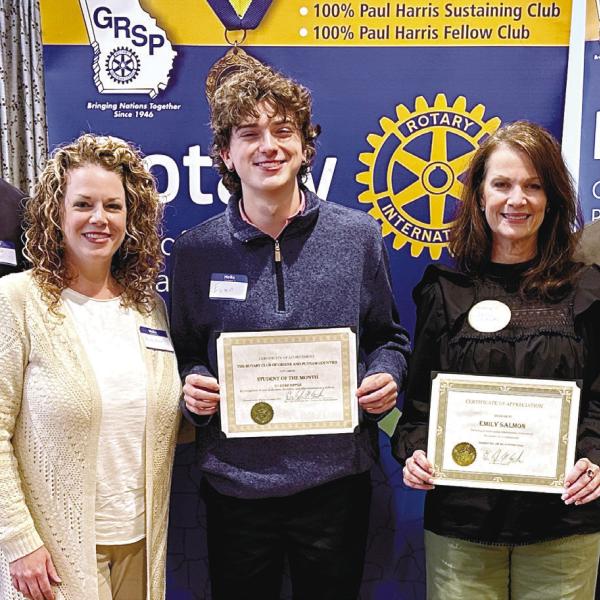 Putnam County High School Rotary Student of the Month Evan Nipper with his parents Tim Nipper and Becky Nipper (left), chosen teacher Emily Salmon, and Rotarian Dr. Tyler Franks CONTRIBUTED