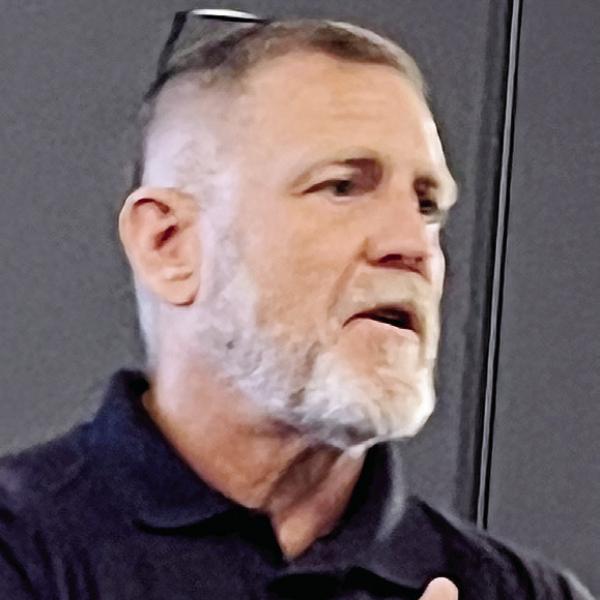 Piedmont Water Chief Operating Officer Brent Hurst at the Aug. 1 community meeting at Reynolds. (MARK ENGEL/Staff)