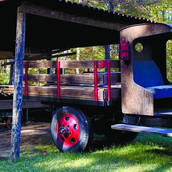 The 1928 replica farm truck beside the sawmill, which held working demonstrations. EMME CLAUSE/Staff