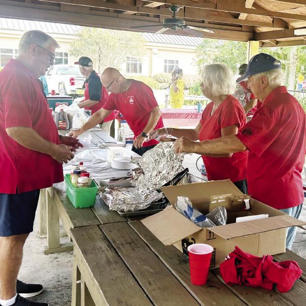Members of Lake Oconee Elks Lodge 2849 visited the Georgia War Veterans Home in Milledgeville Sept. 22, where they hosted a fish fry for residents there. The Elks served up hand-breaded catfish, fries, hush puppies, and coleslaw, with everyone also enjoying ice cream for dessert. CONTRIBUTED