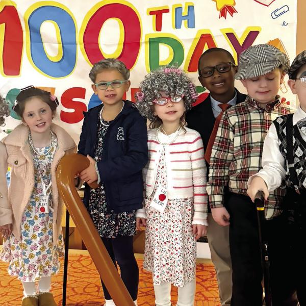 Lake Oconee Academy’s youngest Titans celebrated the 100th day of school in style, dressing in colorful combinations of cardigans, gowns, wigs, and glasses. CONTRIBUTED