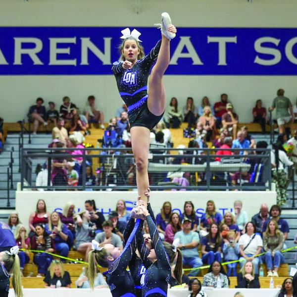 After securing back-to-back GHSA State Championships, Lake Oconee Academy cheerleaders will go after the “three-peat” this year. CONTRIBUTED