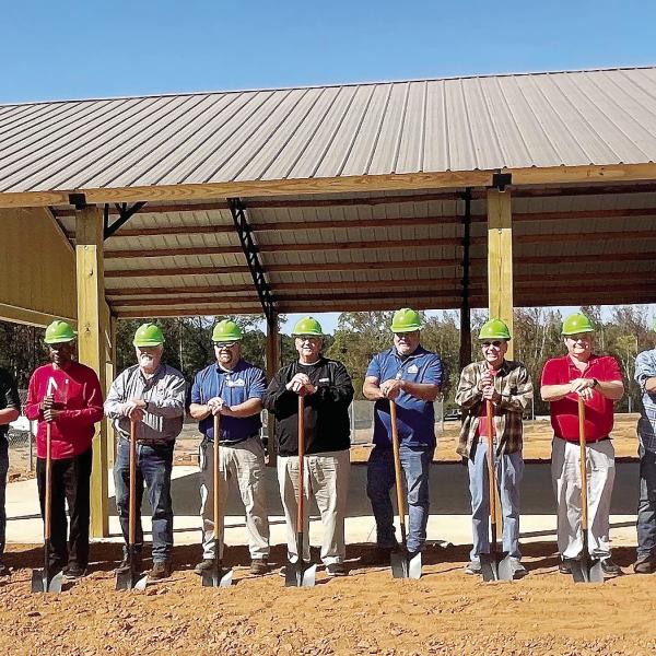 Morgan County breaks ground on the pavilion at the new recreation department complex, to be named for Georgia-Pacific Madison Plywood. CONTRIBUTED