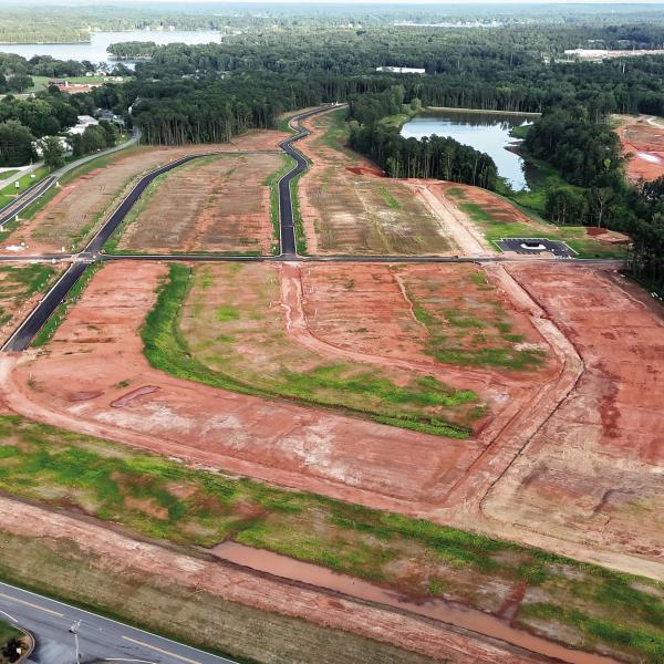 A drone flight over the Stillwater subdivision shows site work that has been completed alongside Scott Road (left), near Highway 44 in Putnam County. PHOTO COURTESY OF MARK ENGEL