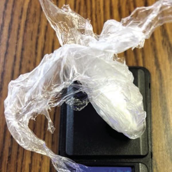 This 3.8 oz. baggie of methamphetamine, a.k.a. an 8-ball, came from Foston during a controlled purchase. CONTRIBUTED/ PCSO