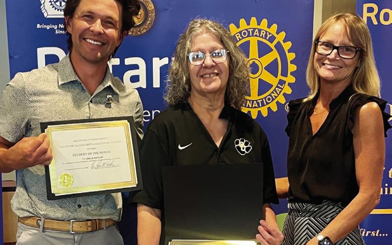 L-R: Dr. Tyler Franks, GCHS teacher Luisa Guerra, and Patricia Randolph. CONTRIBUTED