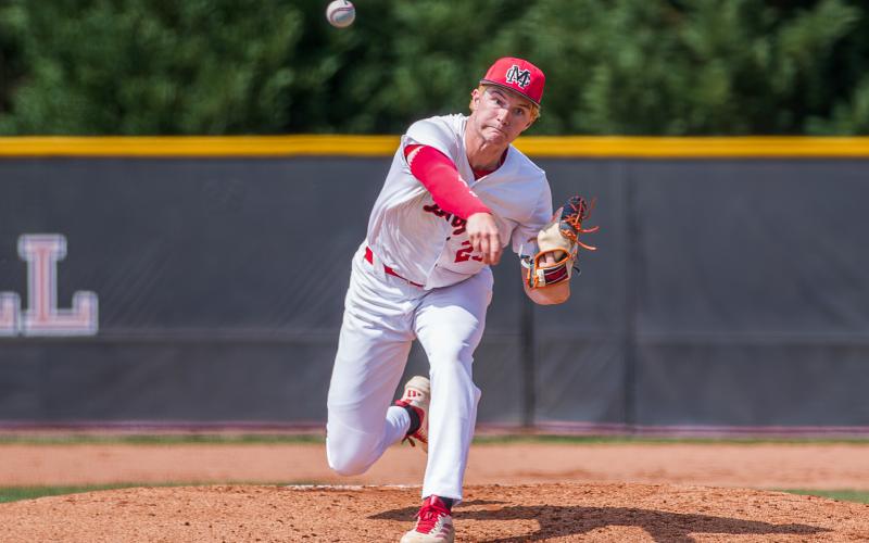 Ty Tillery pitched a complete game in Morgan County’s 5-3 win over Rockmart, allowing three runs — none earned — on five hits while striking out seven batters across seven innings. SKYLA MORRIS/Staff