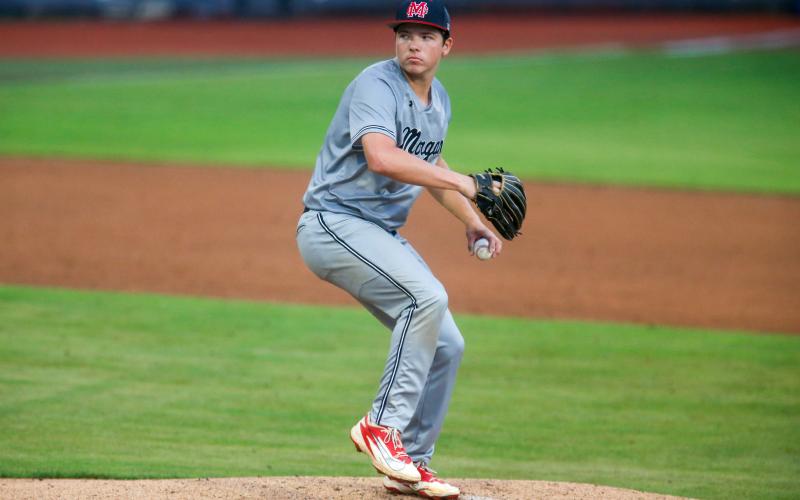 Morgan County’s Caylem Richardson had an outstanding postseason on the mound, striking out 25 batters over 24 1/3 innings while allowing just four hits and four runs. LANCE McCURLEY/Staff