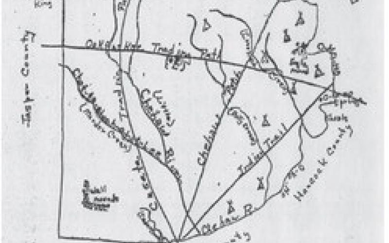 Note the absence of man-made Lakes Sinclair and Oconee on this hand-drawn, 19th century map of Putnam County. CONTRIBUTED