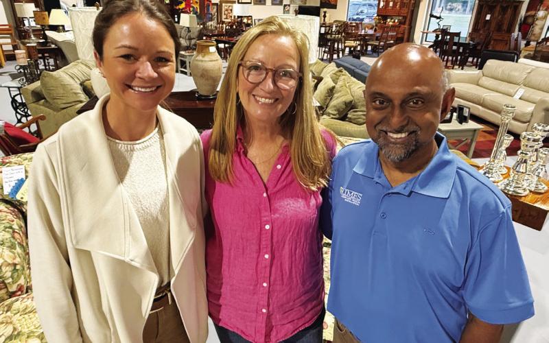 L-R: Putnam County Habitat for Humanity Marketing and Development Manager Katherine Mahlberg, Habitat ReStore Manager Vicki Cottrell, and Executive Director Murali Thirumal are looking forward to Songwriters Night, April 18 at Briarpatch Farm in Eatonton. IAN TOCHER/Staff