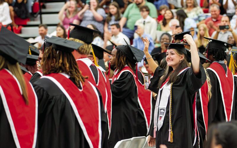 Morgan County High School held its Class of 2026 commencement ceremony in the competition gym on May 22, as inclement weather took place.