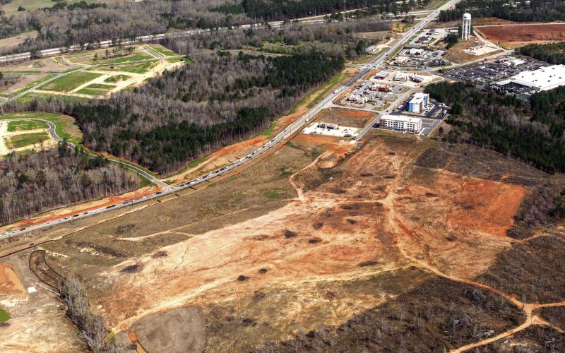 The area cleared for the Oconee Towne Center development as seen from above. JIM BAKER/Contributed