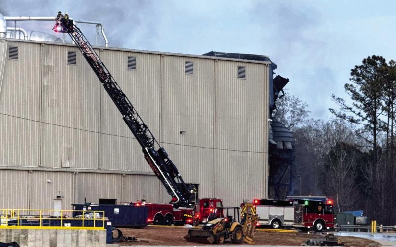 Fire department crews — including this one from Putnam County — remained long after the Novelis fires were extinguished to ensure there were no post-event flare-ups. CONTRIBUTED