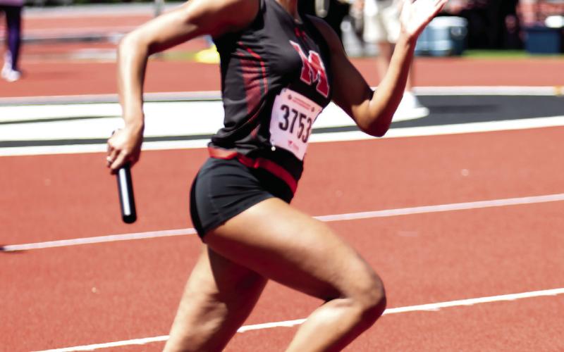 Nylaa Hodnett recently helped break the school record in the girls’ 4x200-meter relay with a time of 1:46.03. The relay team also included Jada Keeley, Javeria Gresham and Aziyah Robertson. SKYLA MORRIS/Staff