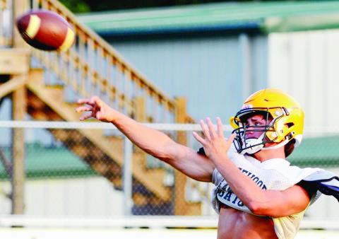 Entering his third season as the Gators’ starting quarterback, senior Ames Johnson is expected to be a leader on and off the field as Gatewood seeks a return to the state championship game in December. (IAN TOCHER/Staff)