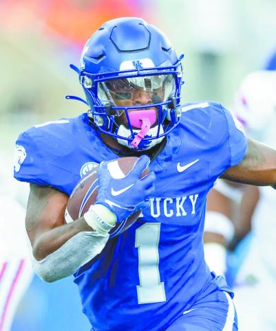 Kentucky running Ray Davis (1) has faced Georgia before when he played at Vanderbilt. He transferred to Kentucky in the offseason and ran for a career-high 280 yards last week against Florida. COURTESY OF UK ATHLETICS