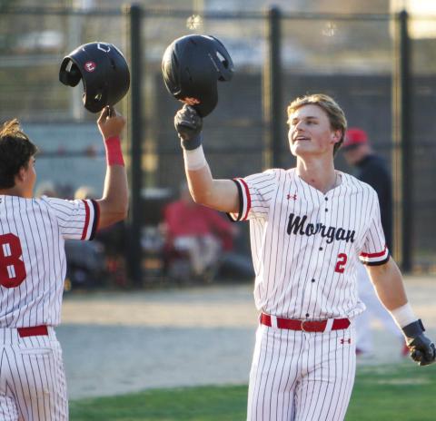 Morgan County junior Hudson Reed (2) has been instrumental in the team’s success at the plate over the last few weeks. LANCE McCURLEY/Staff