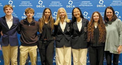 Four of the six LOA students placed at the top of their presentation categories and advanced to the Georgia DECA State Career Development Conference, Feb. 26–28. CONTRIBUTED