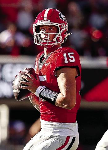 Quarterback Carson Beck went for a career-high 459 yards but also threw two picks. COURTESY OF UGA ATHLETICS