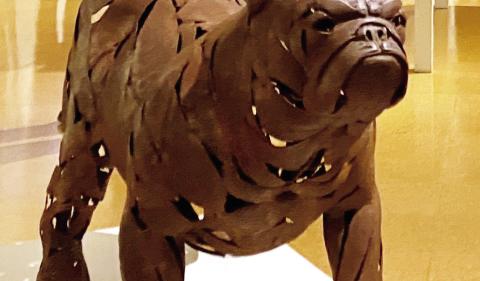“Stand Strawng,” Brian Danson’s welded metal sculpture, is his contribution to “Reimagine: Contemporary Georgia Artists, Georgia’s State Art Collection,” a traveling exhibition appearing April 20 to May 29 at the Steffen Thomas Museum of Art. CONTRIBUTED