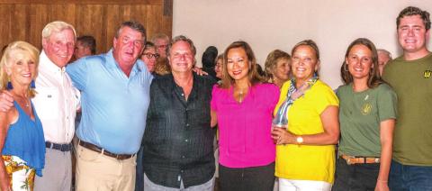 Pictured are, from left: Ginny Olson, Ralph Olson, Dr. Nic Chronos, Tom Hanscom, Riezl Baker, Kim Chronos, Aly Wright and R.J. Brooks. CONTRIBUTED
