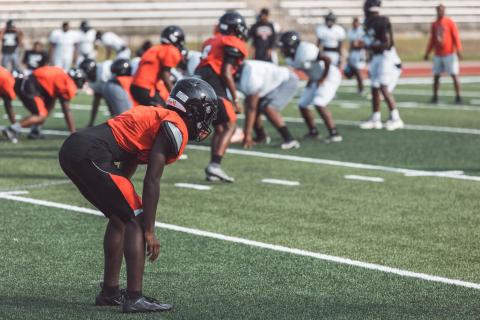 Baldwin senior Nasir Robinson (left) during practice in late July. LANCCE MCCURLEY/Staff