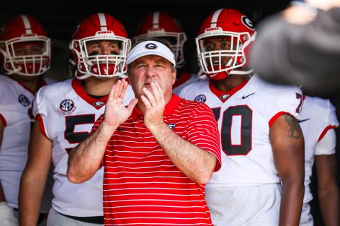 Georgia head coach Kirby Smart during a game against South Carolina at Williams-Brice Stadium in Columbia, S.C., on Saturday, Sept. 17, 2022. (Photo by Tony Walsh)