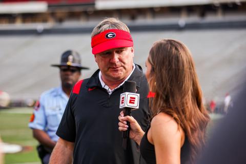 Georgia head coach Kirby Smart during Georgia’s annual G-Day scrimmage on Dooley Field at Sanford Stadium in Athens, Ga., on Saturday, April 15, 2023. (Tony Walsh/UGAAA)