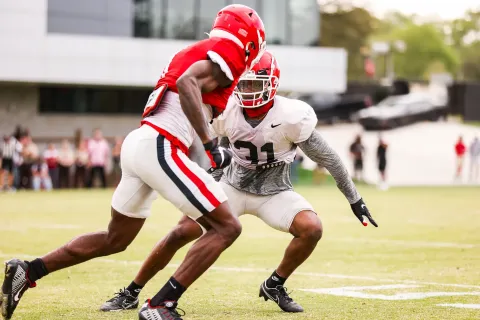 Georgia defensive back Smoke Bouie (31) during Georgia’s practice session in Athens, Ga., on Tuesday, March 28, 2023. (Tony Walsh/UGAAA)
