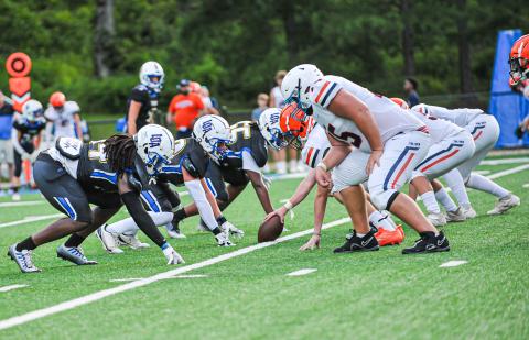 The Titans line up against Lakeview Academy during a scrimmage a few weeks ago. CHARLES JORDAN/Staff
