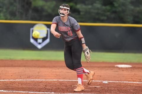 Ryleigh Hilsman (11) delivers a pitch from inside the circle. LANCE MCCURLEY/Staff