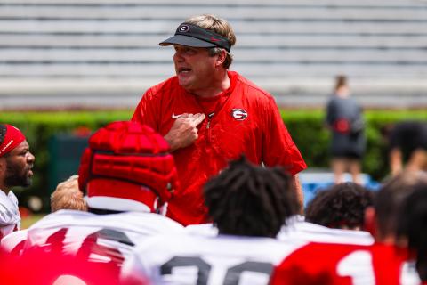 Georgia head coach Kirby Smart during Georgia’s scrimmage on Dooley Field at Sanford Stadium in Athens, Ga., on Saturday, Aug. 12, 2023. (Tony Walsh/UGAAA)
