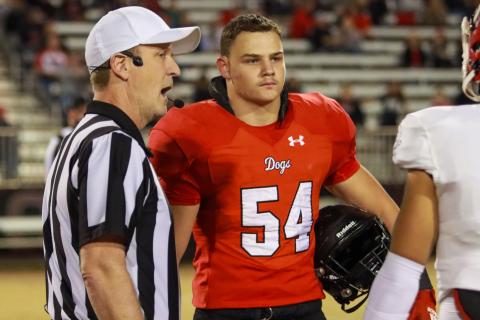 Morgan County senior linebacker Landen Vickers (54) was named the Region 4-AAA Defensive Player of the Year. LANCE MCCURLEY/Staff
