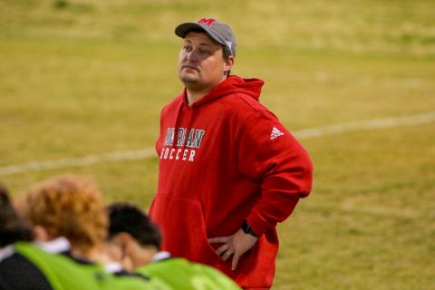 Aaron Paul, Morgan County’s head soccer coach, reached a major milestone last Friday with his 100th career win. LANCE McCURLEY/Staff