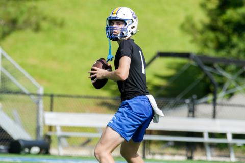 Lake Oconee Academy rising sophomore quarterback Jake McDonald will compete with rising junior Ty Hiter for the starting job this summer. LANCE McCURLEY/Staff