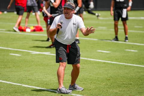 Georgia head coach Kirby Smart during Georgia’s practice session in Athens, Ga., on Friday, Aug. 7, 2026. (Tony Walsh/UGAAA)