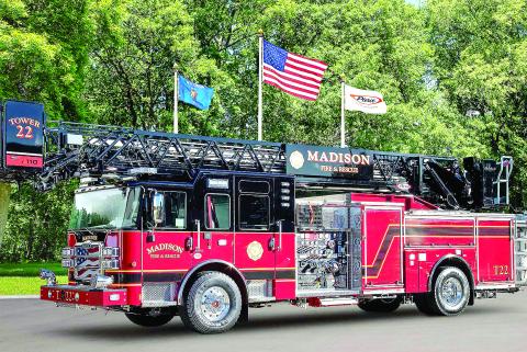 The City of Madison's new ladder truck has features that will allow firefighters to contend with growth in the city. (CONTRIBUTED)