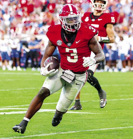 Georgia rotates several running backs on offense, including sophomore Nate Frazier (3). COURTESY OF UGA ATHLETICS